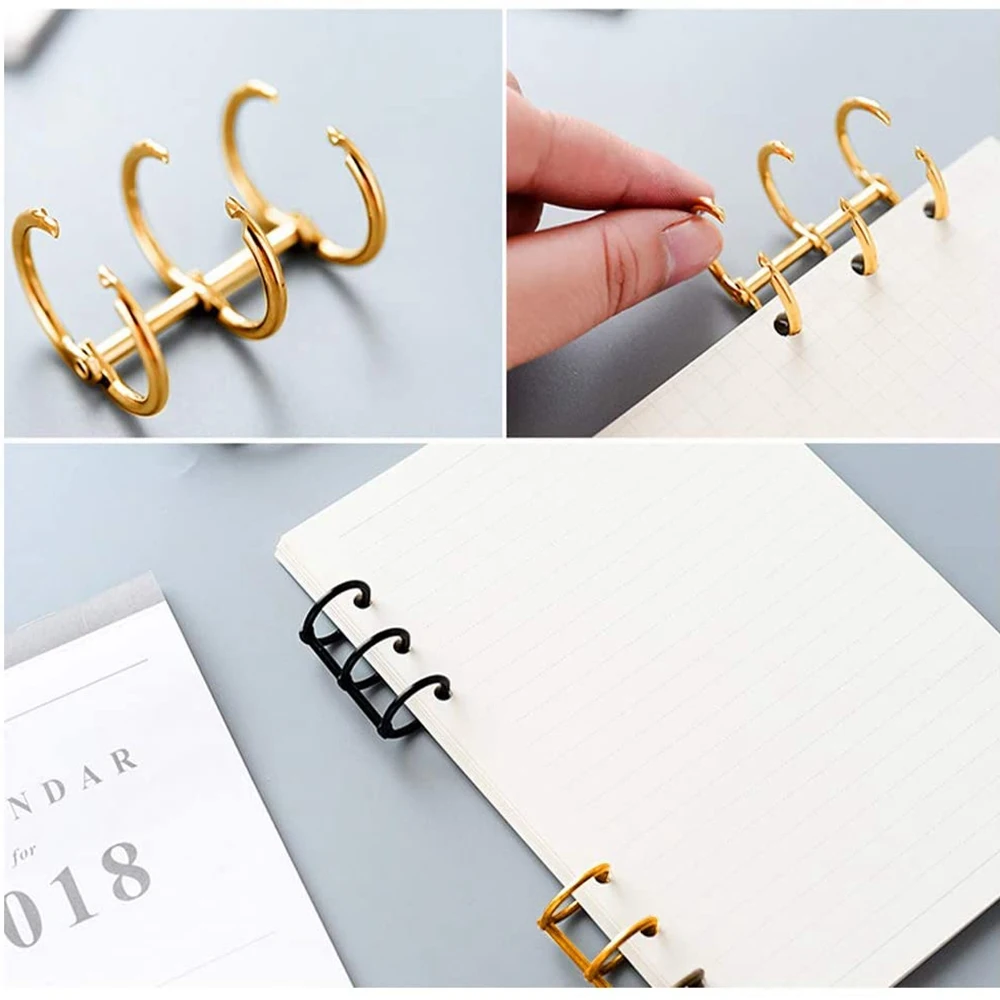 20Pcs 3 Ring Gold Book Rings Leaf Binders Office Book Rings Snap Split Hinged with 20 mm Inner Diameter Gold Book Rings