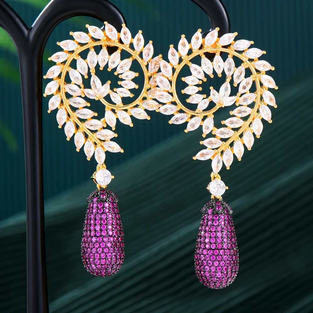 

GODKI Trendy Luxury Pendant Earrings Brand Luxury Gorgeous Cubic Zirconia Women Wedding Big Earrings Bijoux High Quality 2023