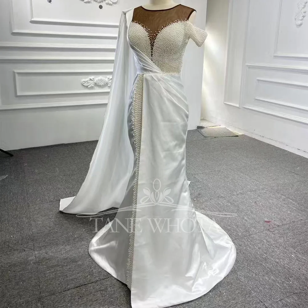 Hochzeitskleid 2025 O-Collo con spalle scoperte Lace Up Back Perline Abito da sposa sexy Abito da sposa di lusso personalizzato