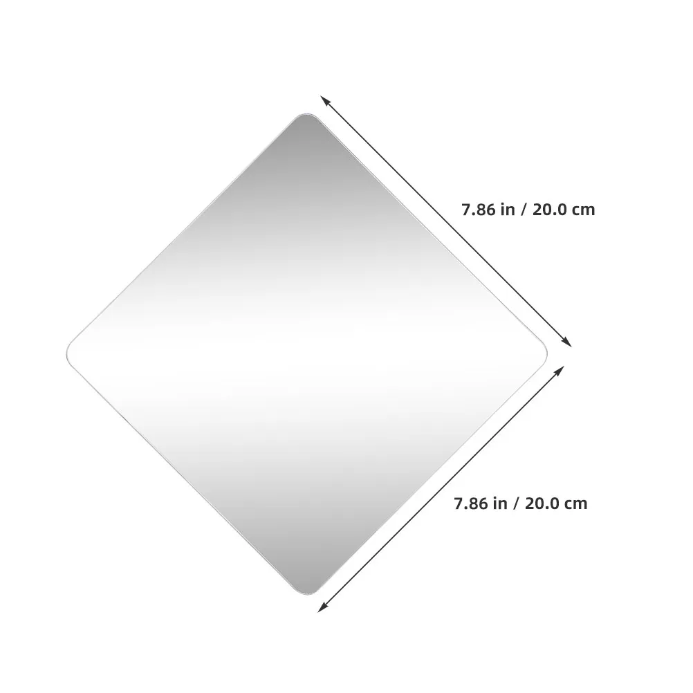 8Pcs Acrylic Self Adhesive Mirror Tiles Flexible Square Cuttable 20x20cm Sticky Wall Mirrors for DIY Craft Bathroom Kitchen
