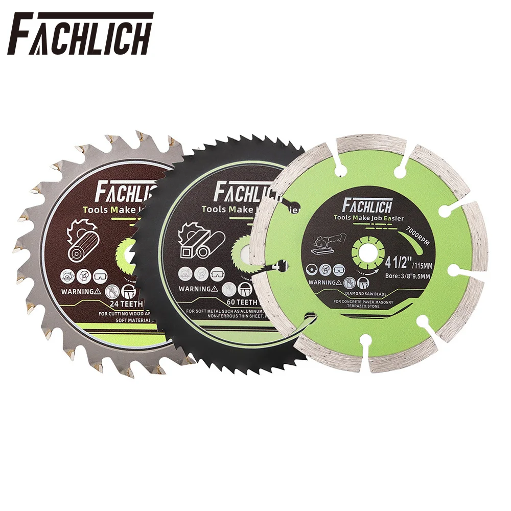 FACHLICH Dia115mm Cutting Disc Aluminum Metal Copper Wood PVC Pipe Concrete Marble Stone Saw Blade Bore9.5mm 4.5inch Plate