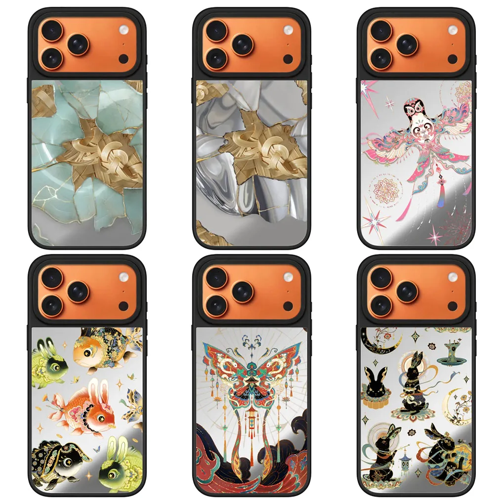 

Black Rabbit Mirror Surface Magnetic Phone Case Cover for IPhone 12 13 14 15 16 17 Pro Max Case for IPhone 17 Air