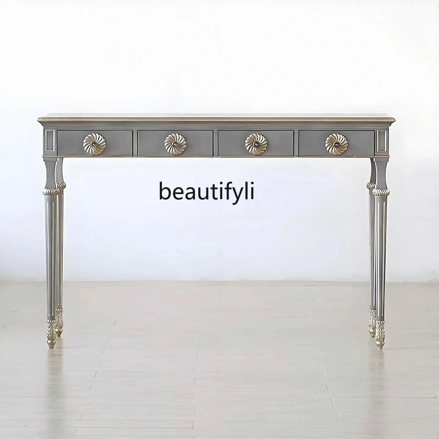 

French Carved Entryway Table American Retro Gold-Embossed Altar Table Storage Decorative Entryway Table for Home Use