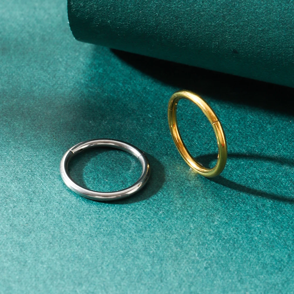 5/50 Stück ASTM F136 Titan-Nasenring mit Scharnier, 20G 18G 16G, Septum-Ohrring, Körperschmuck, Ohrenpiercing, Tragus, Knorpel, Helix – Detail 1