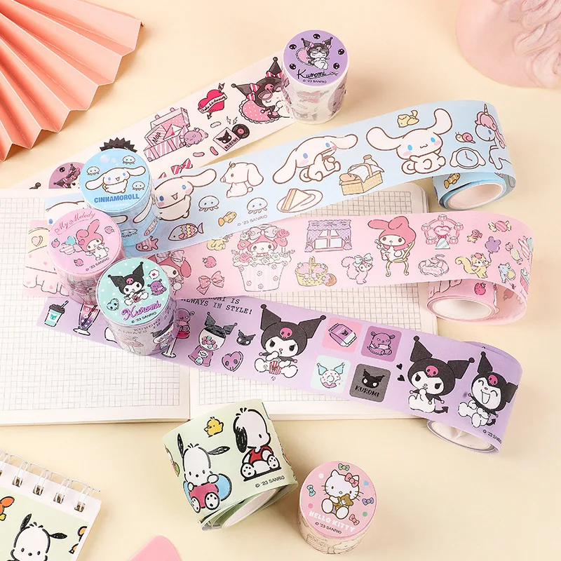 Imagem -03 - Sanrio Washi Fita para Crianças Hello Kitty Kuromi Pachacco Faça Você Mesmo Decoração Scrapbooking Material da Colagem Etiqueta Papelaria Pcs 24 Pcs