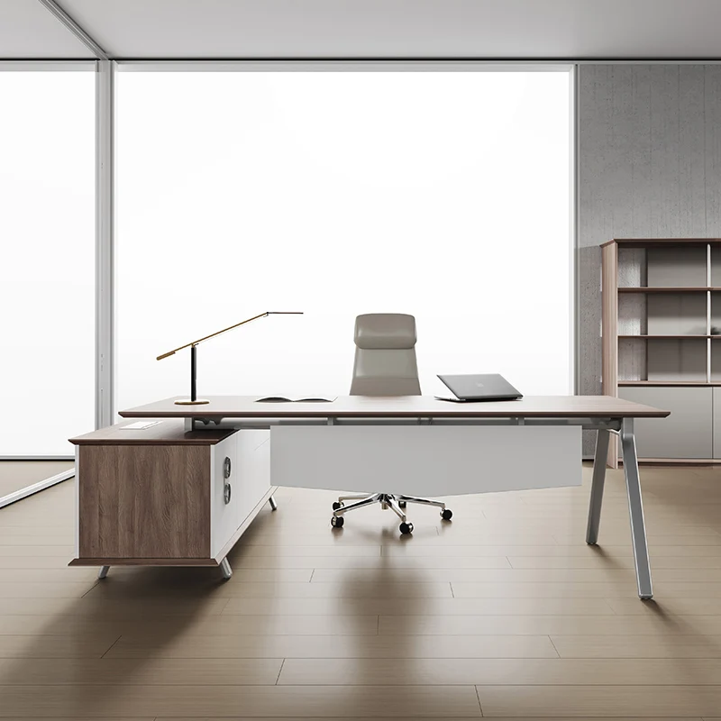 

Новейшие роскошные офисные столы 2025 года: на заказ, высококачественная офисная мебель, современные трансформируемые L-образные столы из шпонированного дерева
