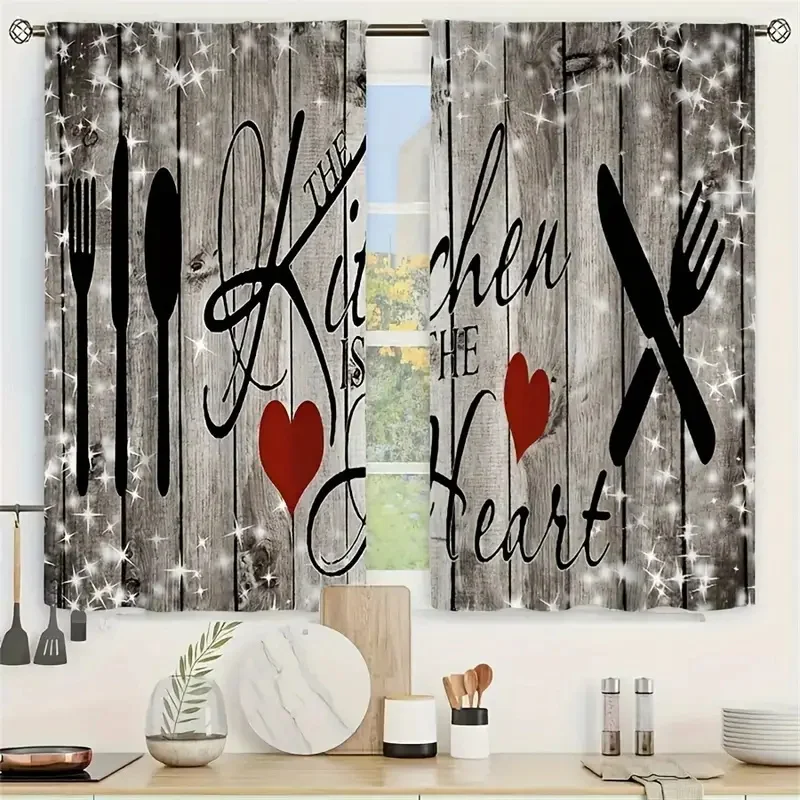 2pcs Panel Short Tier Sheer Curtains Café Kitchen Drapes Voile Rod Pocket Non-See-Through Window Curtains Bedroom Home Decor