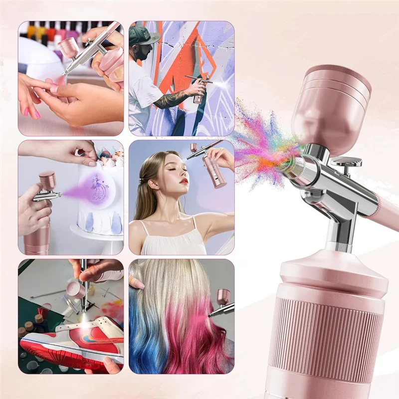 

SYW-Airbrush Kit With Compressor, 48PSI High Pressure Air Brush Kit With 0.3/0.5Mm Nozzle And Cleaning Brush Set