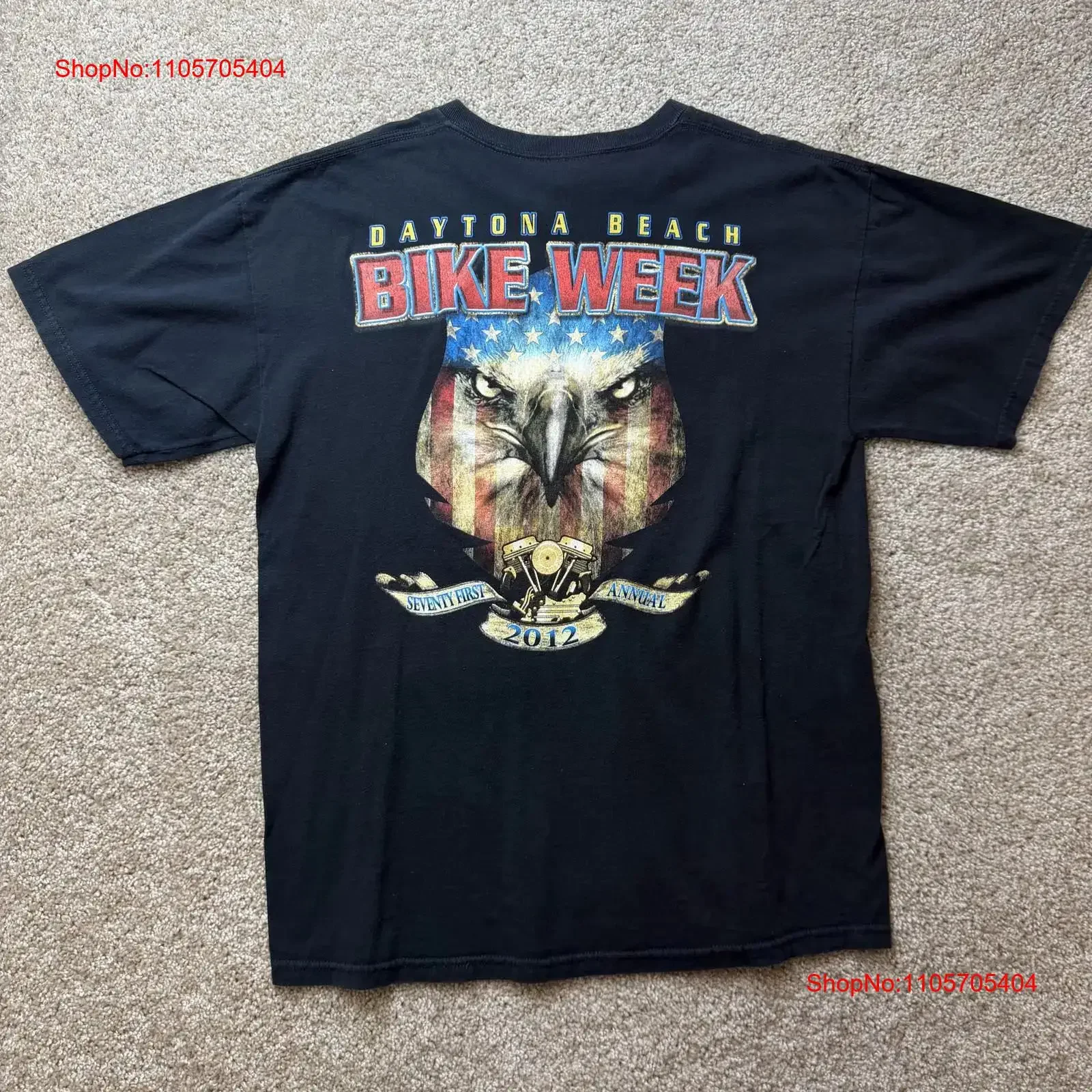 Daytona Beach Bike Week T Shirt Mens Large Black Eagle 2012 Motorcycle long or short sleeves vintage Washed Slightly streetwear