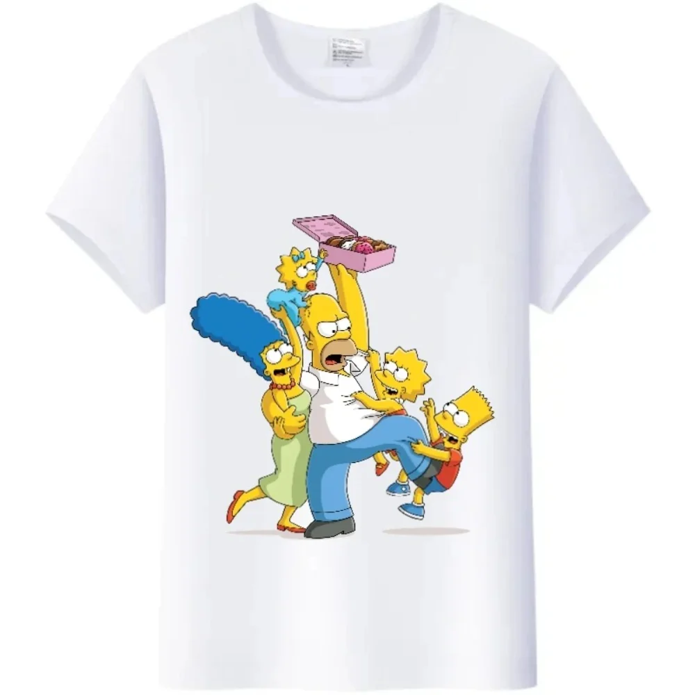 Kawaii The Simpsons T-shirt Girls Boys Women Anime Tees Shirts Cartoons Casual Men Clothes Fashion Unisex Streetwear Kids Tops