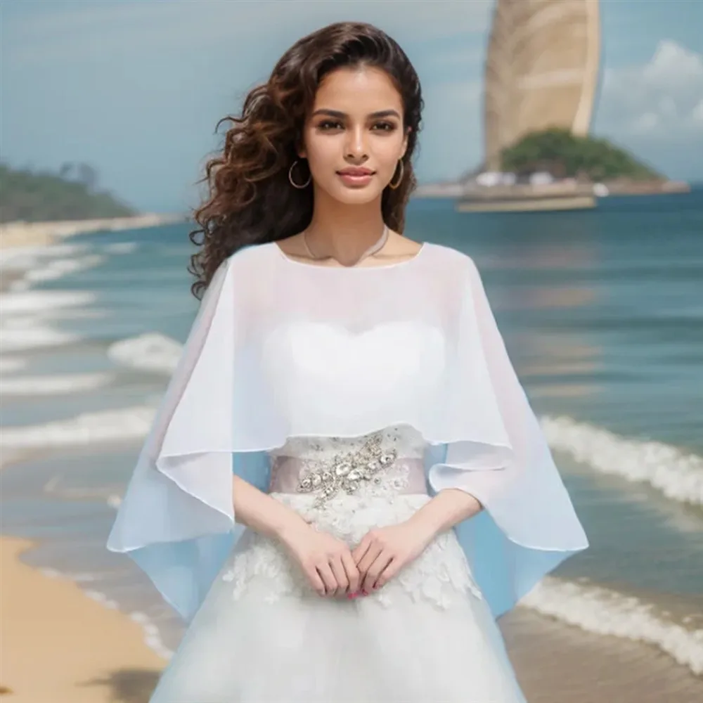 

Women's Chiffon Cape Bolero Femme Mariage Chalas Mujer Evening Wedding Bridal Jacket Wraps Accessories Peleryna Cloak Boda Shawl