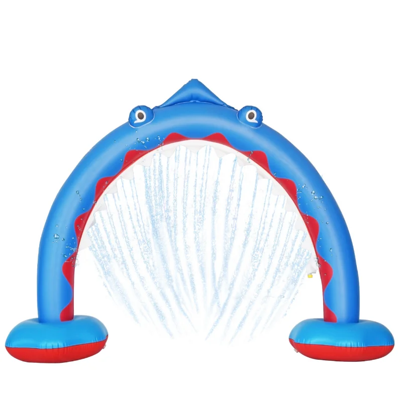 Inflatable Shark Sprinkler Arch Rainbow Sprinkler Arch Bridge Children\'s Outdoor Sprinkler Toy Door