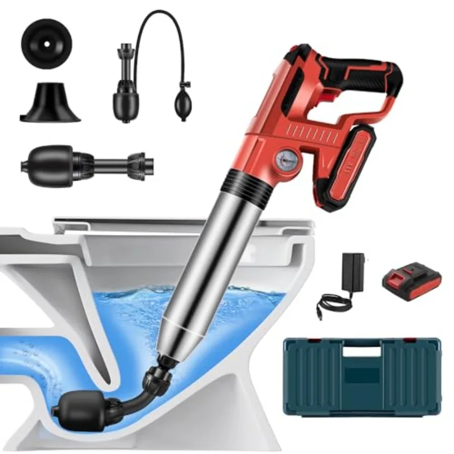 

Электрический вантуз для унитаза, инструмент для удаления засоров в стоках, мощный пневматический вантуз для унитаза, санузла и пола, сверхмощный вантуз для устранения засоров.