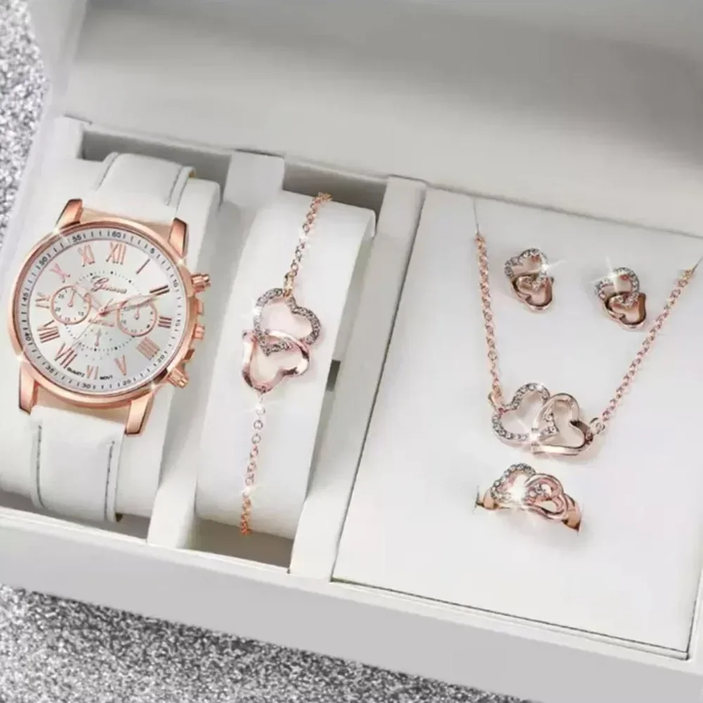 1PCS Double Layer Ladies Belt Watch, Faux Three Eye Quartz Leather Casual Women Wristwatch