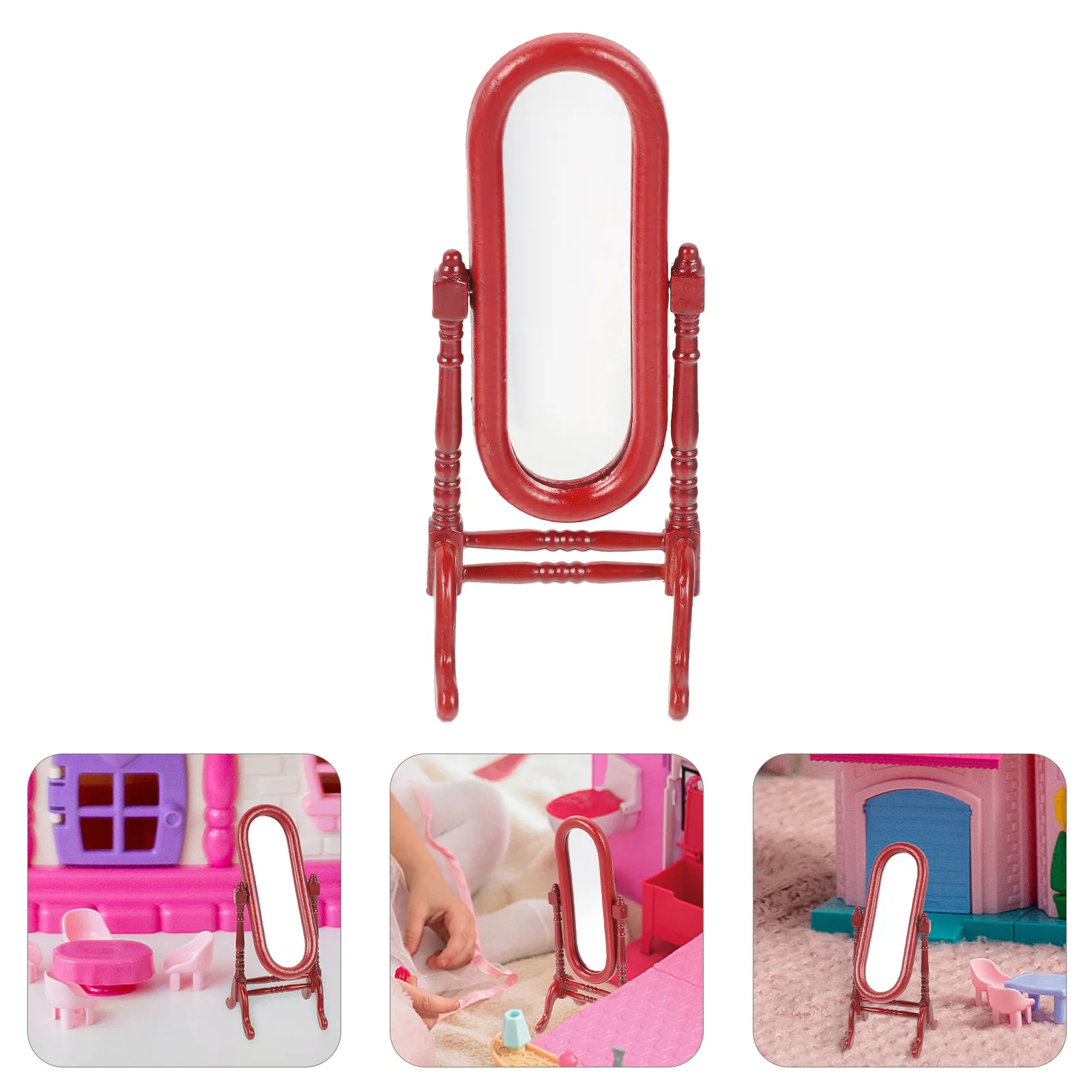 

Miniature Dressing Mirror 1:12 Scale Vintage Style Mini House Bedroom Accessories Decorative Mirror for Tiny Houses Miniature