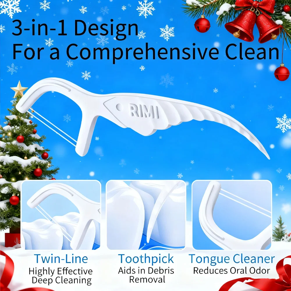 Double Line Dental Floss Stick, Disposable, Flossers for Festive Season, Oral Care, 200Pcs