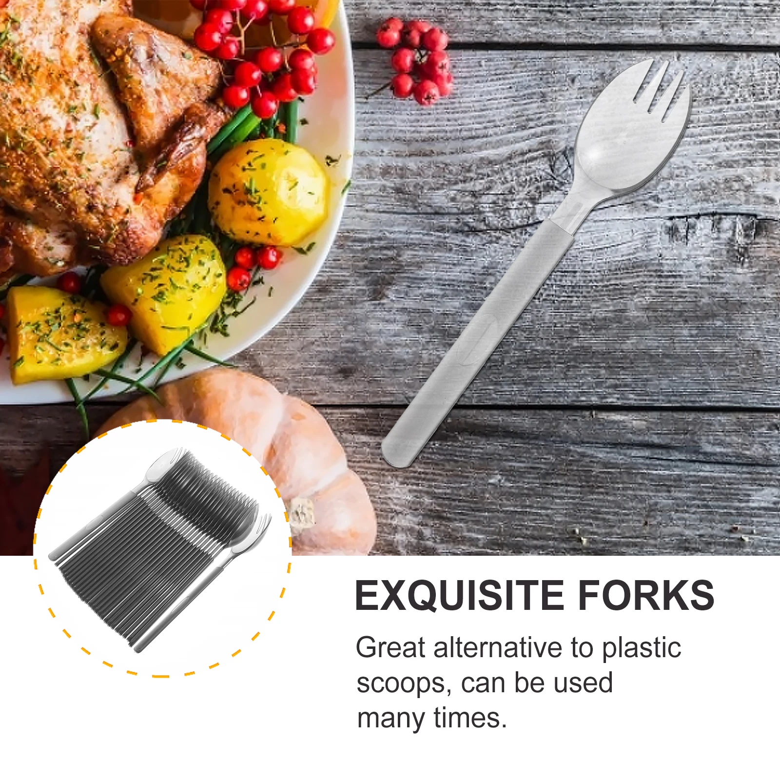 

100 Pcs Spoon Multifunctional 2 In 1 Tableware Tableware Portable Spork Camping Picnic Cutlery Outdoor Dining Hiking