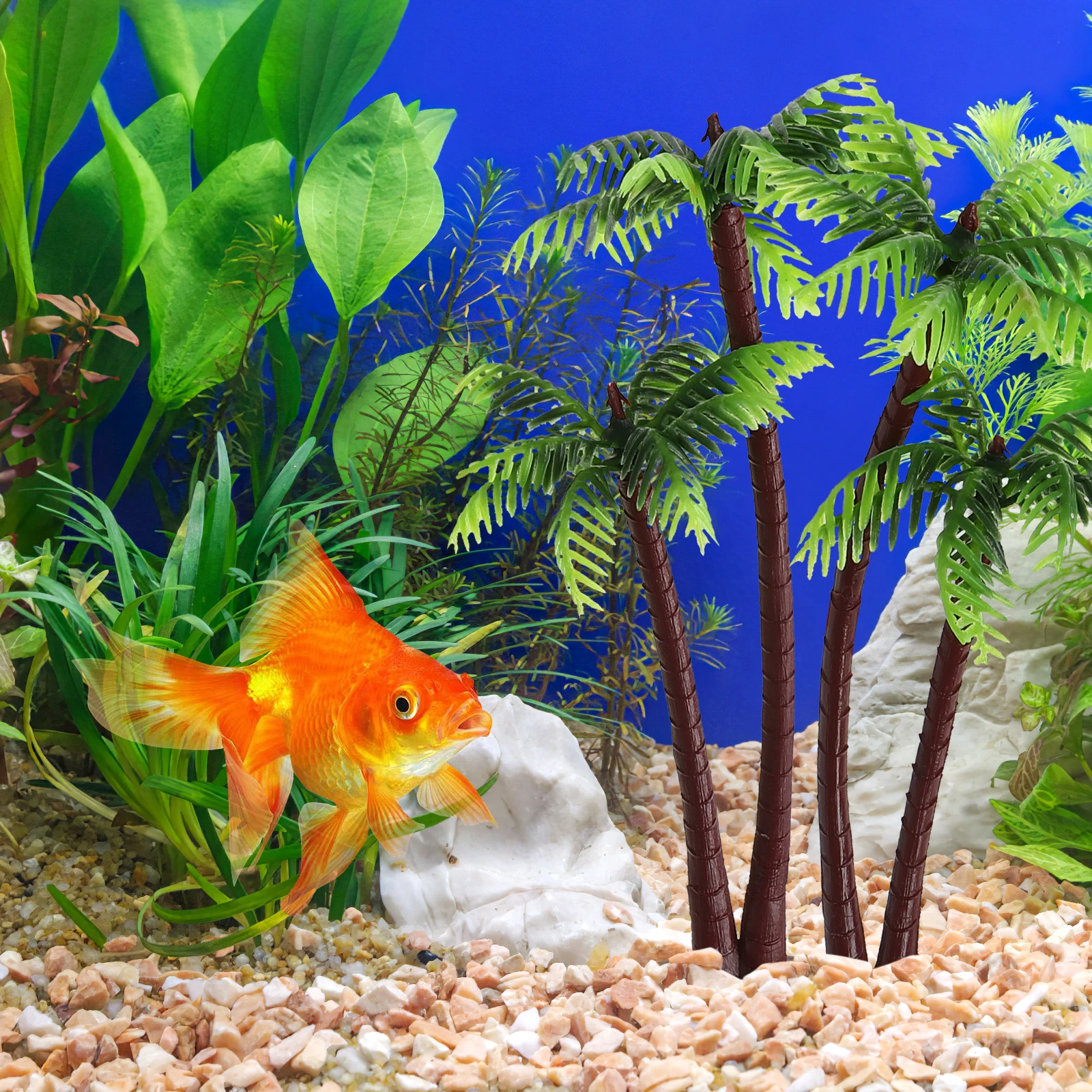 

5Pcs Realistic Coconut Tree Decor Plastic Aquarium Plants Palm Tree Decorations Fish Tank Accessories Micro Landscape Decor