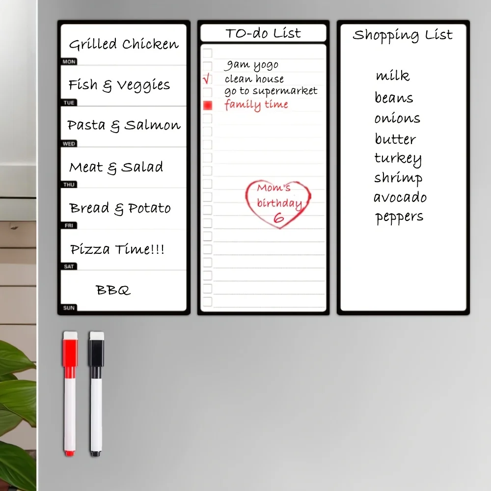 Magnetic Dry Erase Board Set Refrigerator, Weekly Planner Whiteboard 4.5 X 10, Magnetic To-Do List, Dry Erase Menu/Shopping List