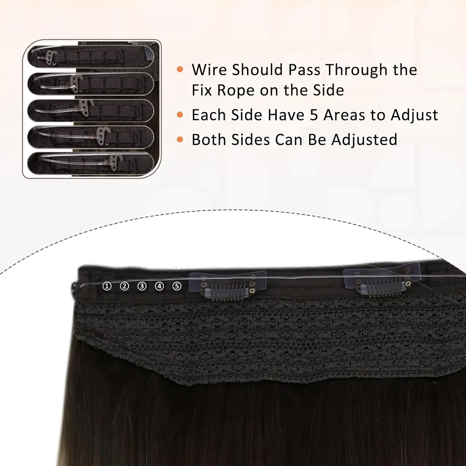 Full Shine Fishing Wire Hair Extensions Real Human HairHair Extensions Hairpieces For Women Thick Secret Wire