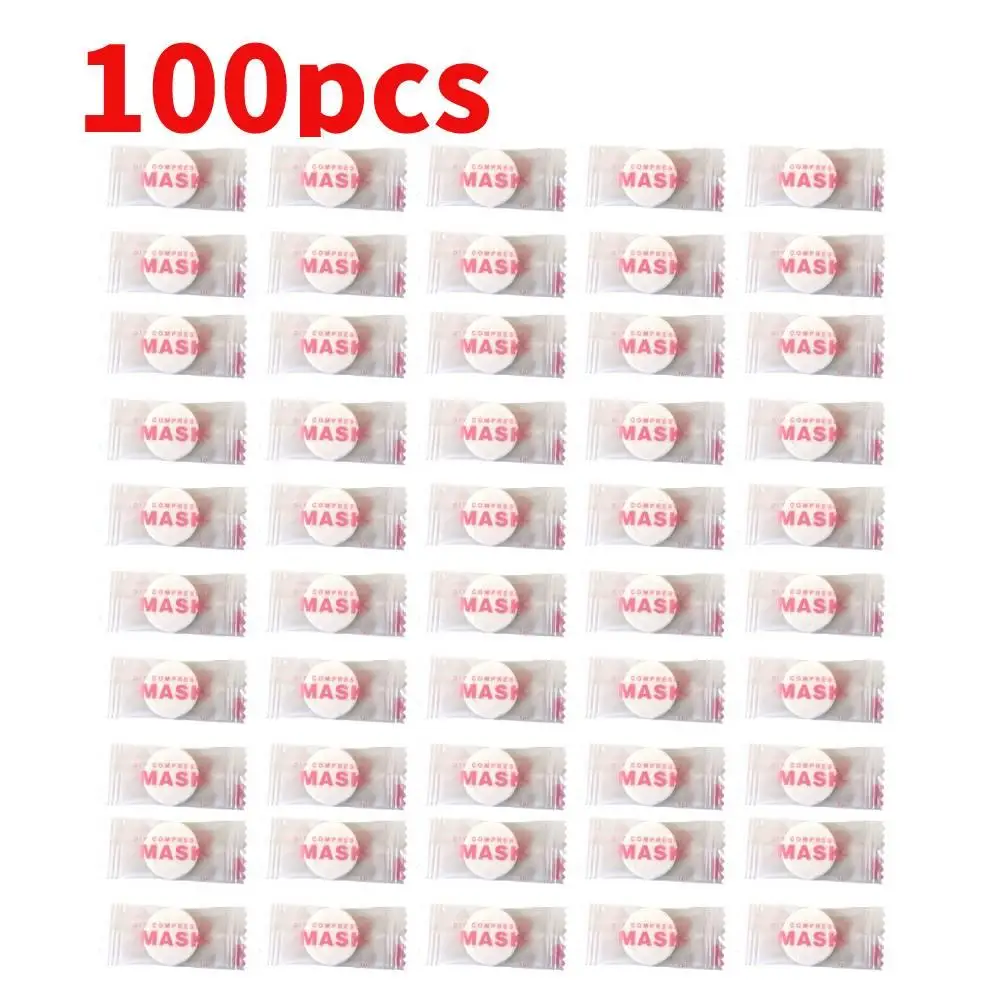 100/50 pces máscara facial comprimida descartável portátil viagem não-tecido máscara facial cuidados com a pele algodão envolto máscaras de papel