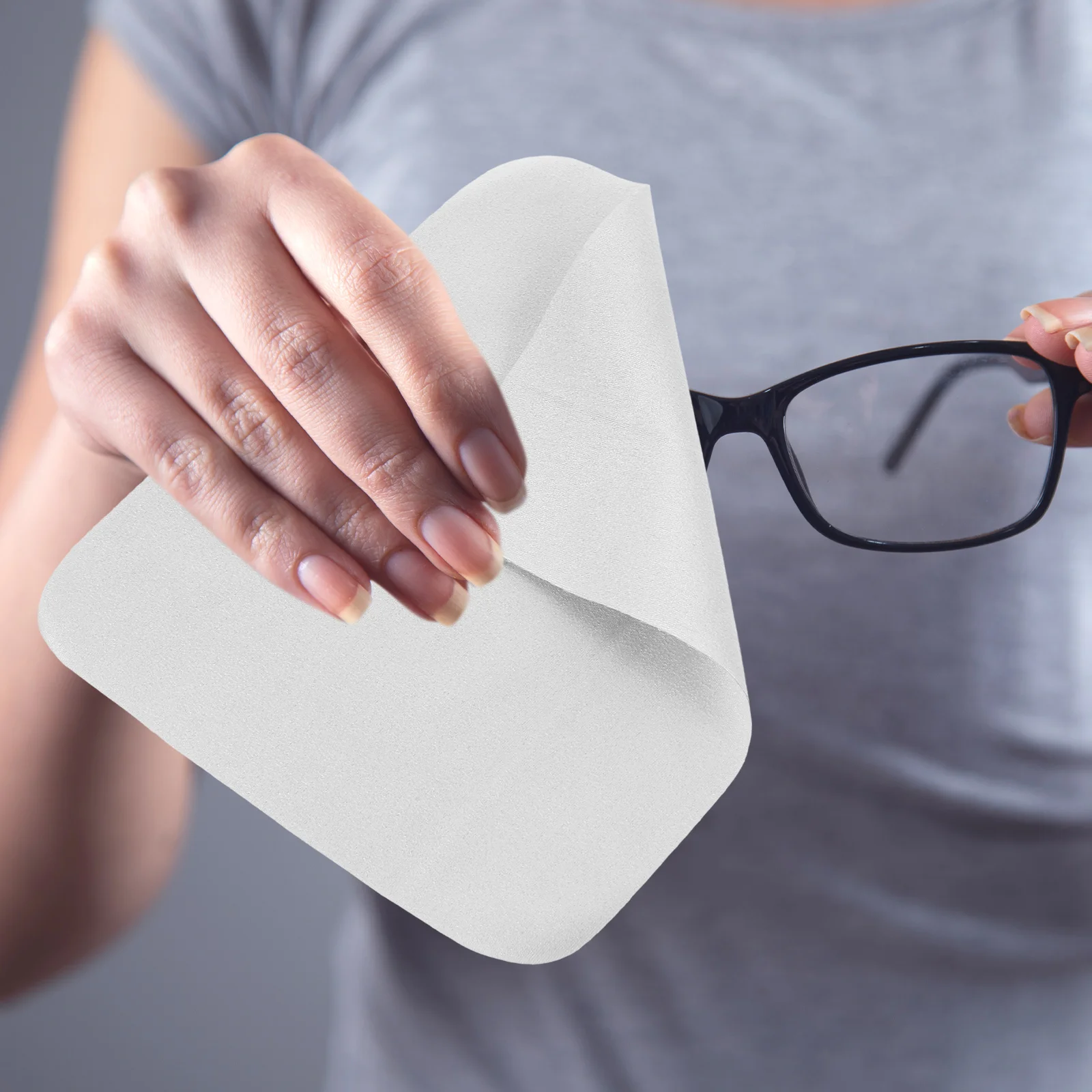 

10pcs Cleaning Cloth Glasses Lens Wipes Microfiber Suede For Phone Screen Computer Eyewear Light Grey Reusable