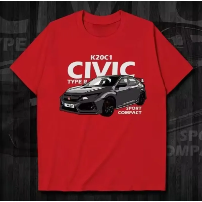 

Летняя одежда с короткими рукавами Honda, персонализированная одежда, спортивные топы, мужские и женские футболки, Civic R Sedan, энтузиасты, гонки на мотоциклах