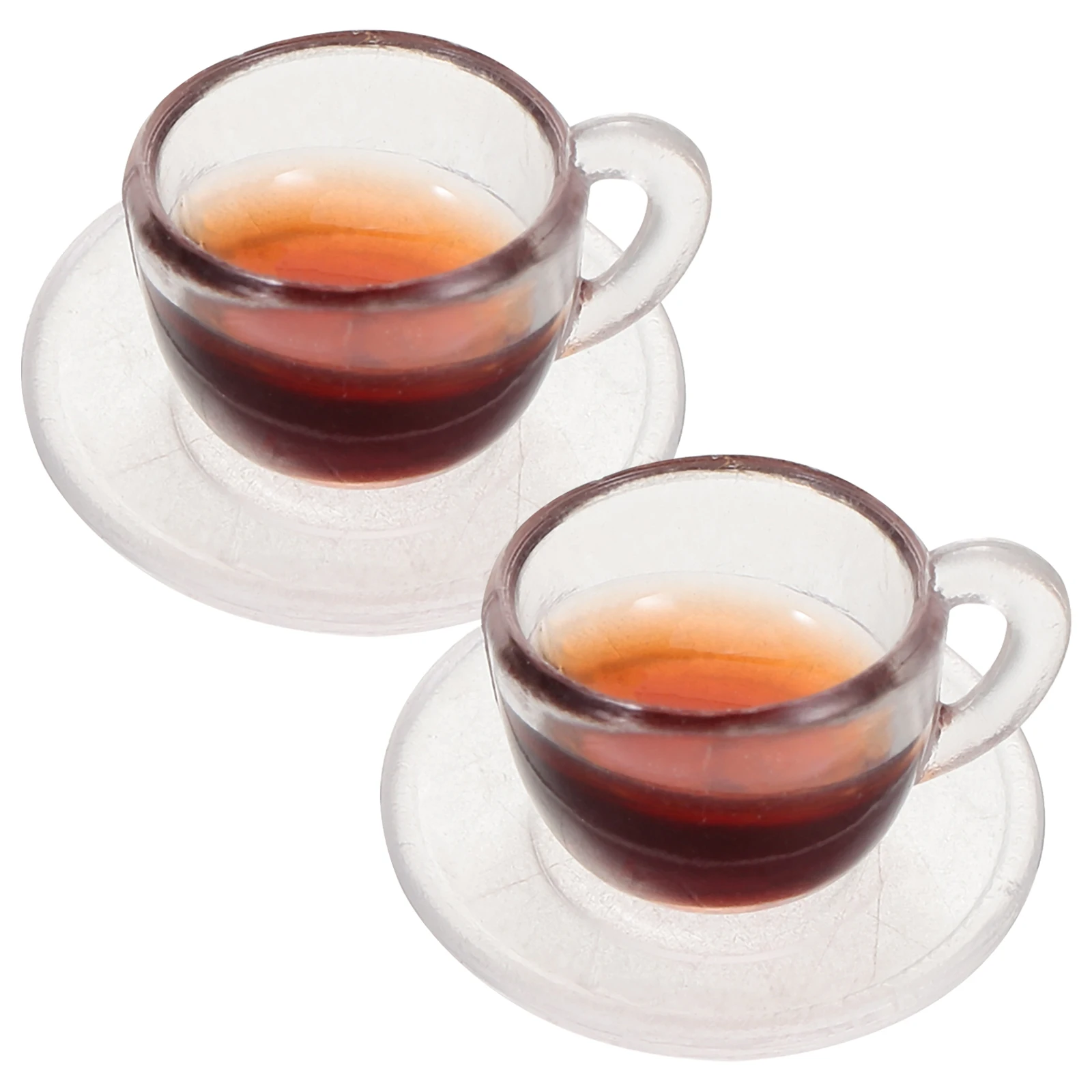 

2 Sets Miniature Coffee Cup Cups Dollhouse Mug Model Props Accessories Tableware Scene Saucer
