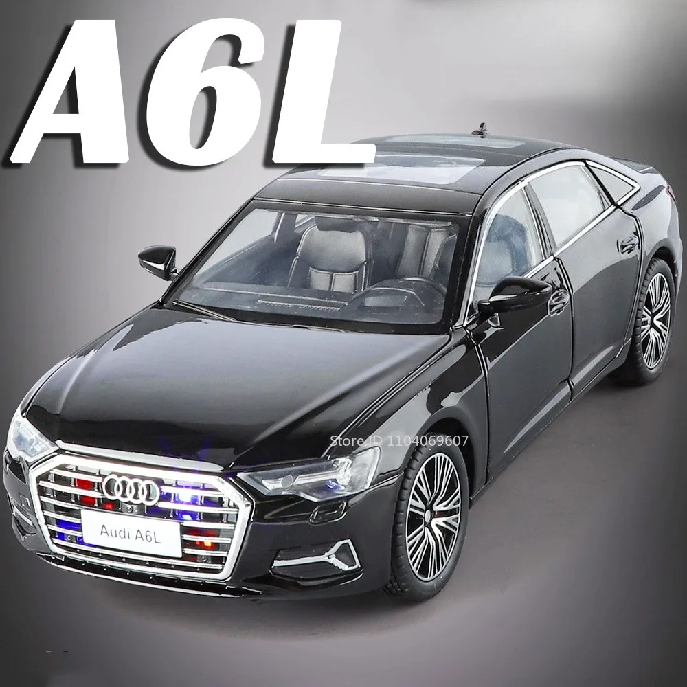 1:24 A6L RS7 Miniature Model Toy Cars Alloy Diecast Vehicles Sound Light Doors Opened Pull Back Shock Absorption for Kids Gifts