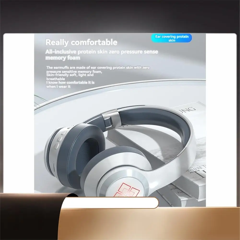 

Wireless Bluetooth V5.2 Headphones ENC Noise Cancelling Earbuds Foldable Adjustable Teen Headphones-X64A
