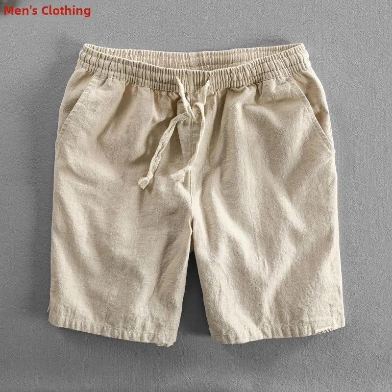 

Cool Comfortable Cotton Lin Men's Summer Casual Straight Leg ort Pants Five-Point Trendy Breathable Faion Ci Walk