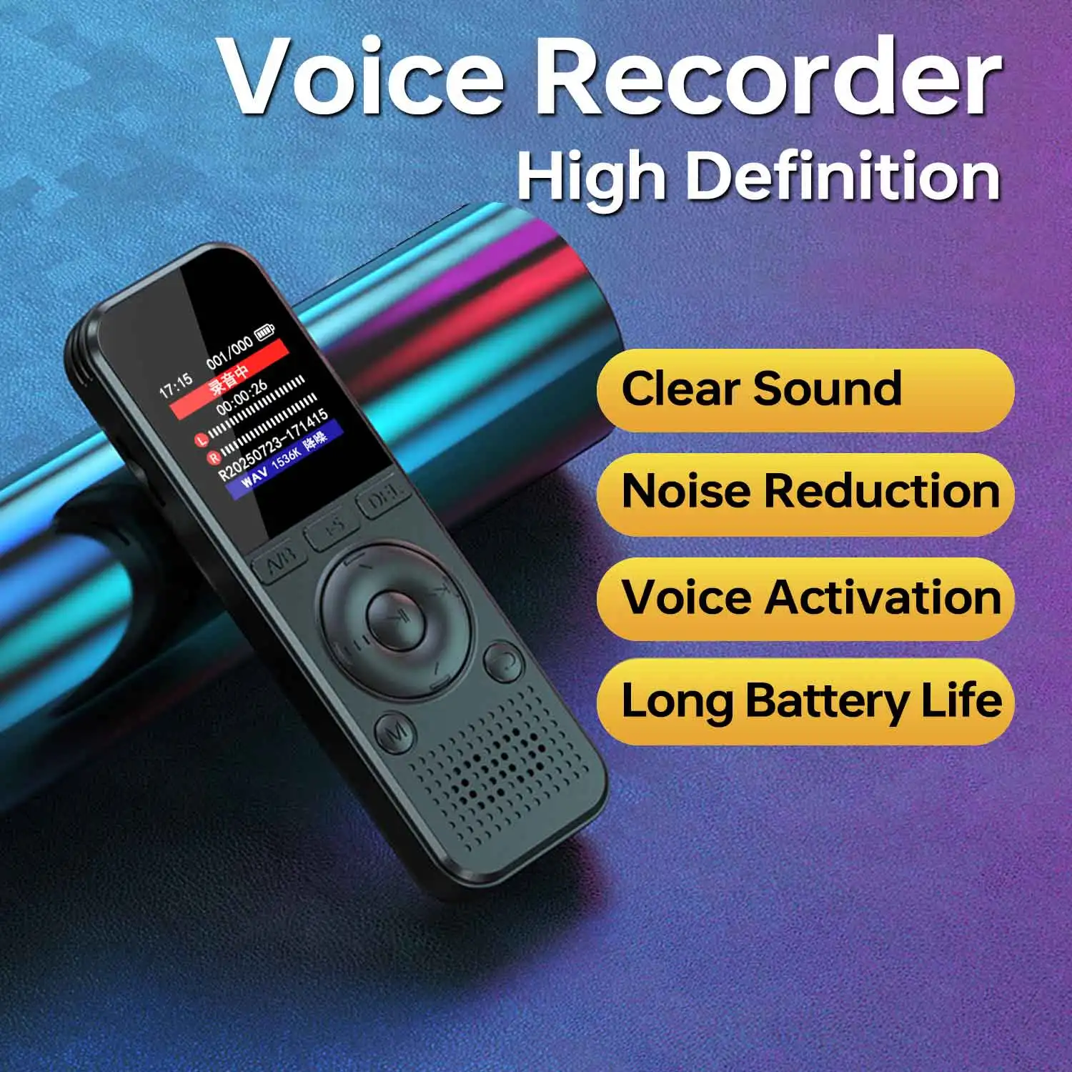 مسجل صوت احترافي عالي الدقة محمول بحجم الجيب للطلاب، واجتماعات العمل، وتسجيل الصوت عالي الدقة مسجل صوت بجودة الاستوديو مع تسجيل صوتي بدون فقدان للجودة وإلغاء الضوضاء #5