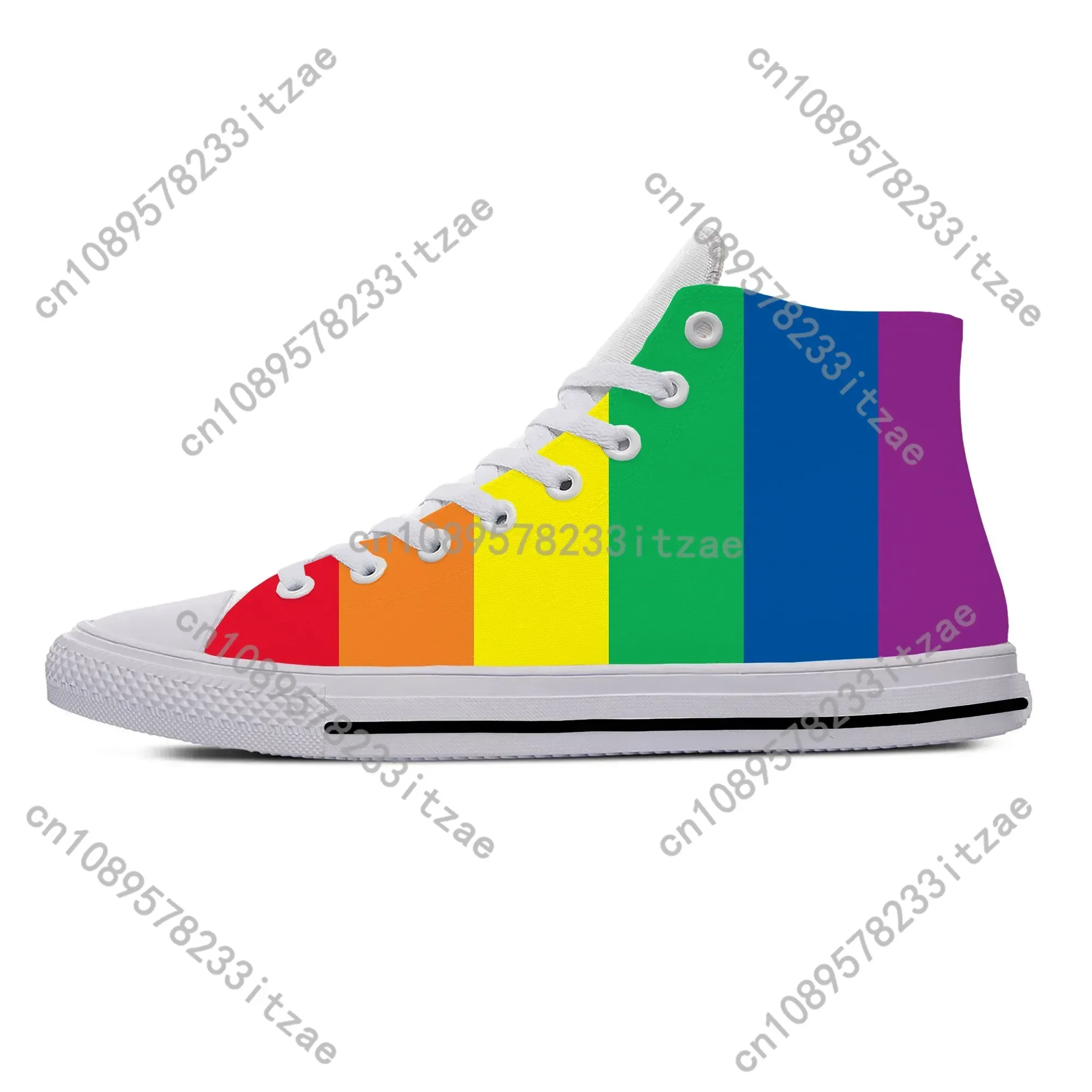 الصيف قوس قزح LGBT مثلي الجنس فخر العلم مثليه مضحك موضة أحذية قماش غير رسمية عالية أعلى خفيفة الوزن تنفس الرجال النساء أحذية رياضية
