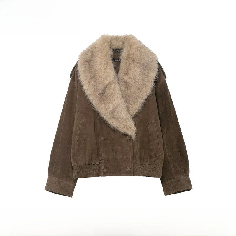 

Fall Winter New Arrival Women's Jaet Coat Faux Fur Velvet Texture ZR Sle Long Sve Double Button Polyester Fibre Ladies...