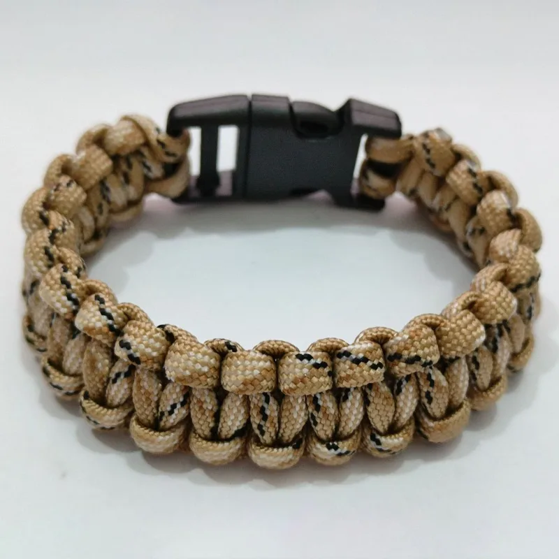 Men Braided Paracord Survival Bracelet Adjustable Stainless Steel Clasp Black Outdoor Camping Emergency Tool Accessory