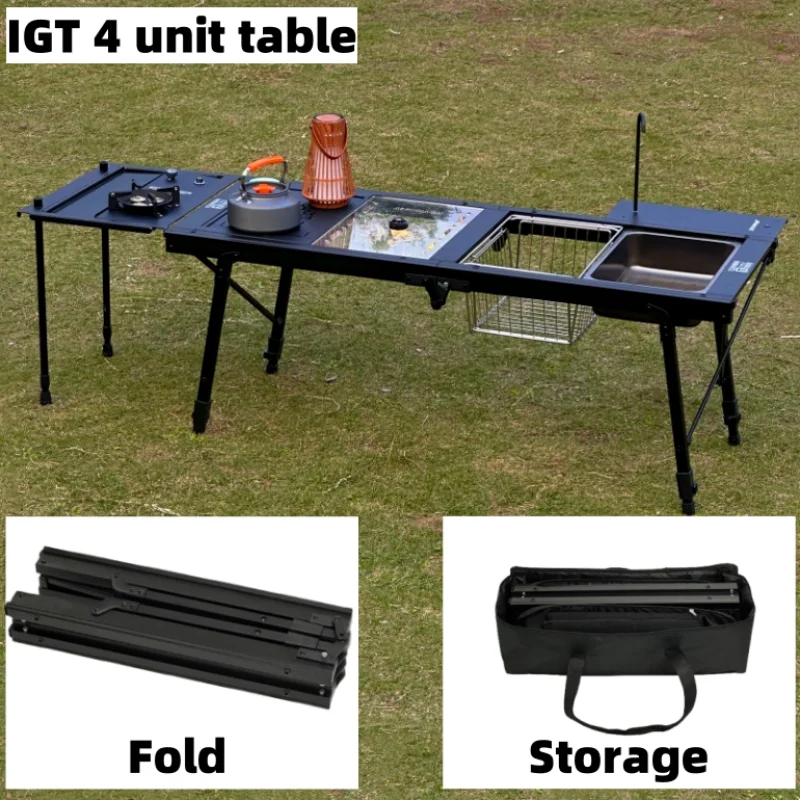 Mesa IGT para acampar al aire libre, mesa Igt de 4 unidades, portátil, de aleación de aluminio, ultraligera, plegable, escritorio para acampar, barbacoa, Picnic, mesa IGT, nueva