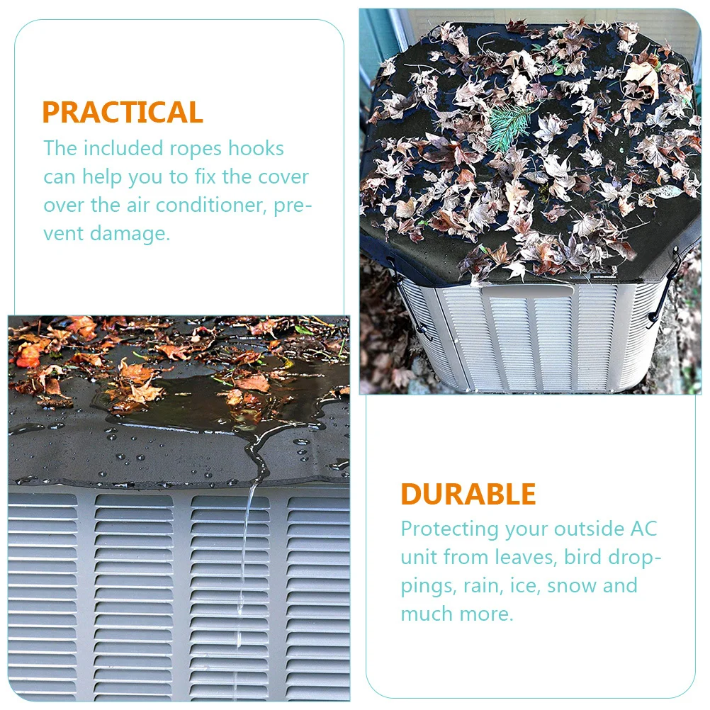 

Air Conditioner Cover Heavy Duty Polyester Outdoor Unit Cover Waterproof Dustproof with Ropes Hooks Heat Insulation Ventilated