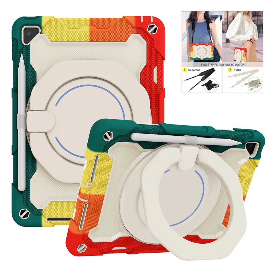 

For iPad Air 2 Handle Kids Case with Shoulder Strap for iPad 9.7 2018 2017 Pro 9.7 Shockproof Silicone Cover