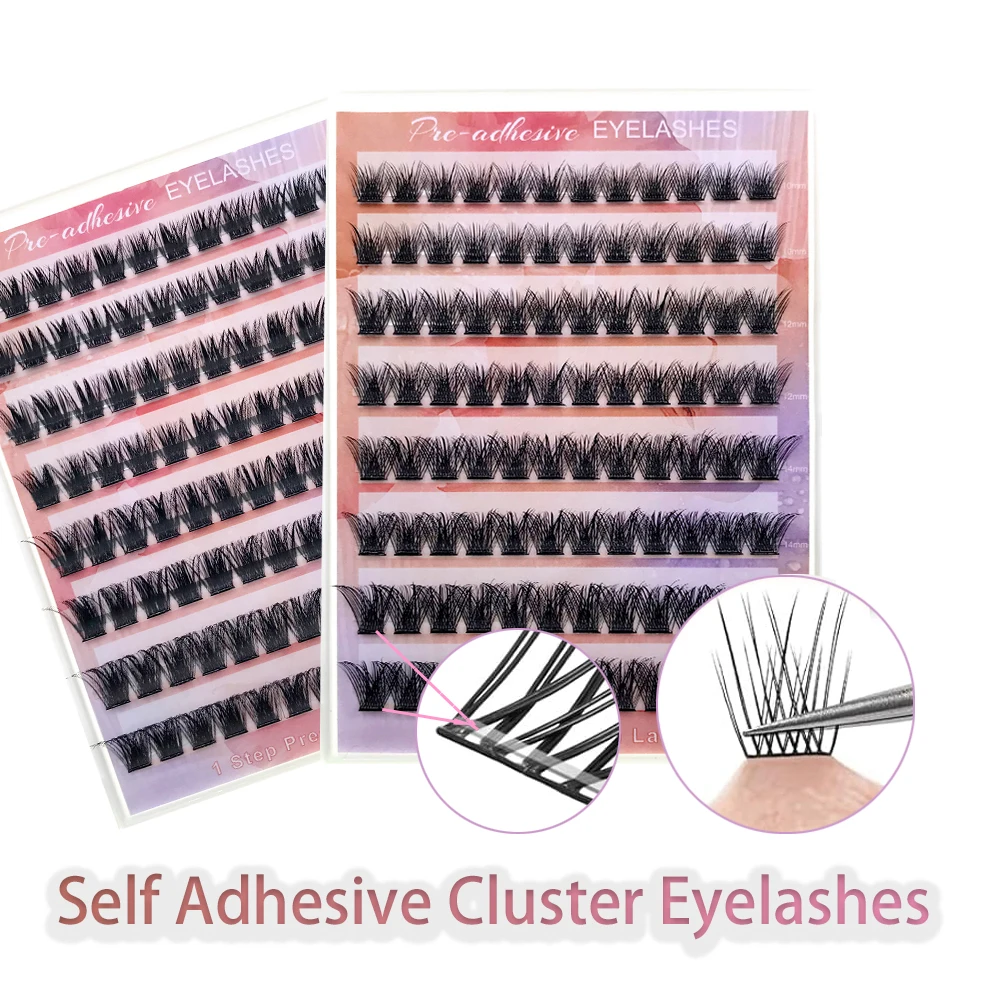 Bricolage 96 pièces cils auto-adhésifs mélange longueur aucune colle nécessaire cils individuels 10-16MM sans colle faux cils maquillage