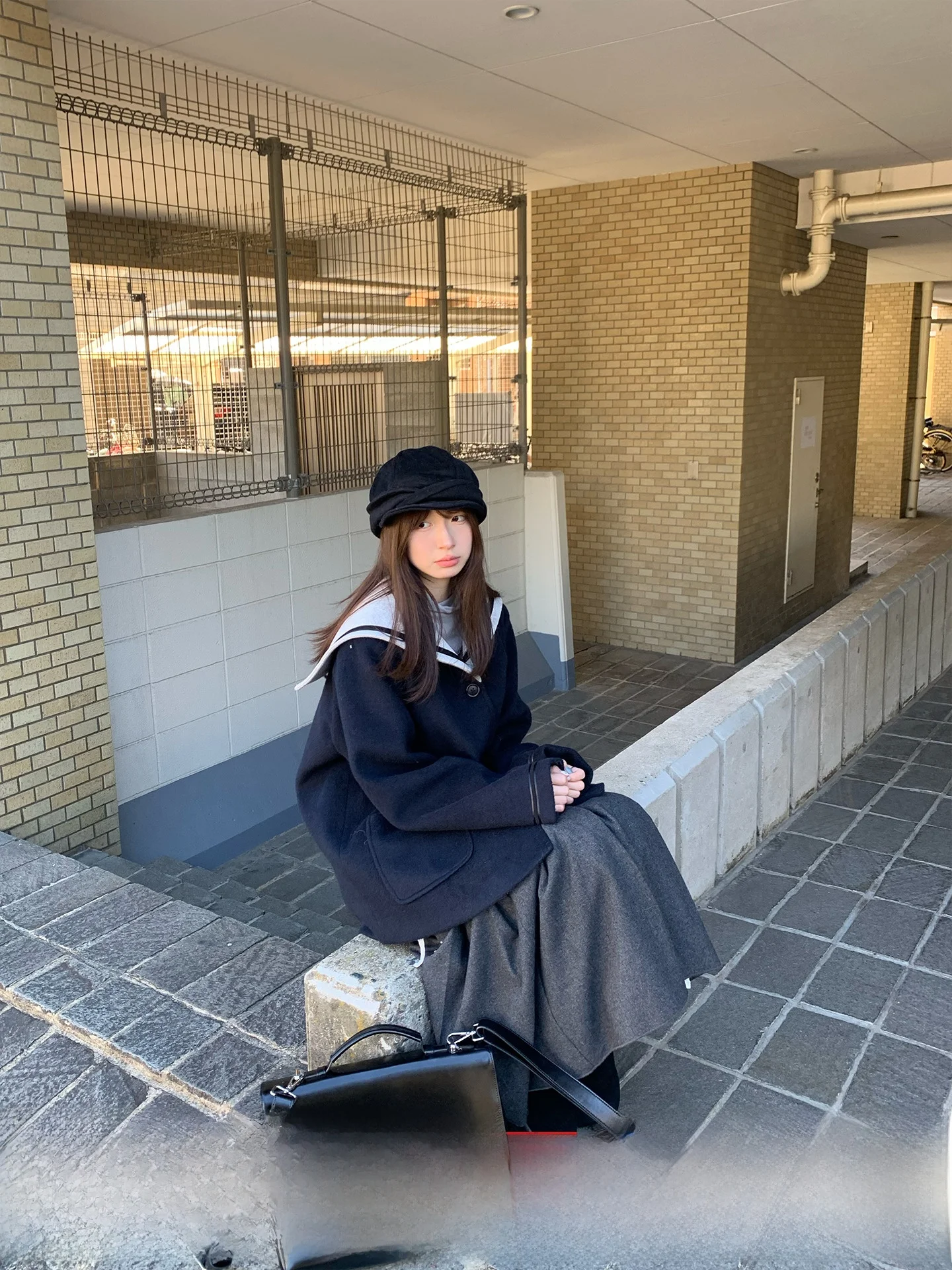 

Horide Map Autumn Winter Korean College Sle Color Blo Lace Navy Collar Loose Cotton Woolen Coat for Women Casual Sle