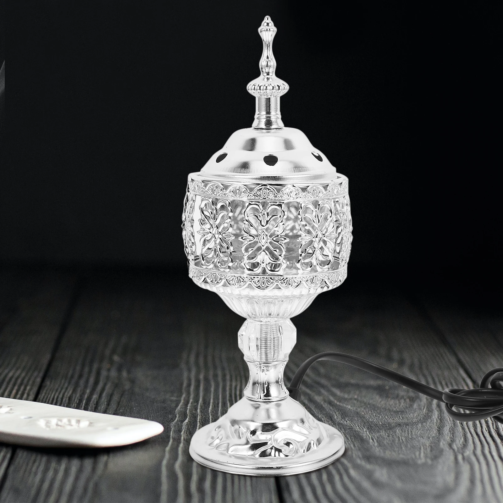 

Electric Silver Middle East Incense Burner Plug-in Aromatherapy Decor for Yoga Room Home Festival Centerpiece Burner Centerpiece