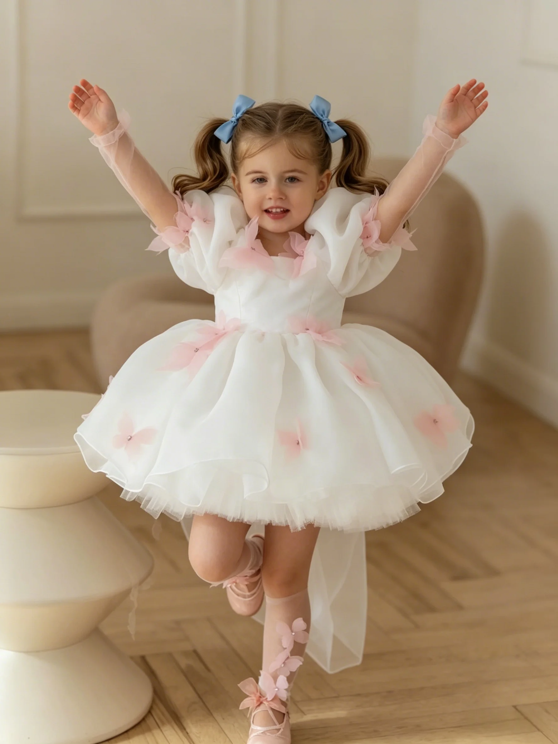 Custom JDY High End Heavy Work Flower Girl Dress Wedding Party Birthday Pageant Trailing Gown فساتين اطفال