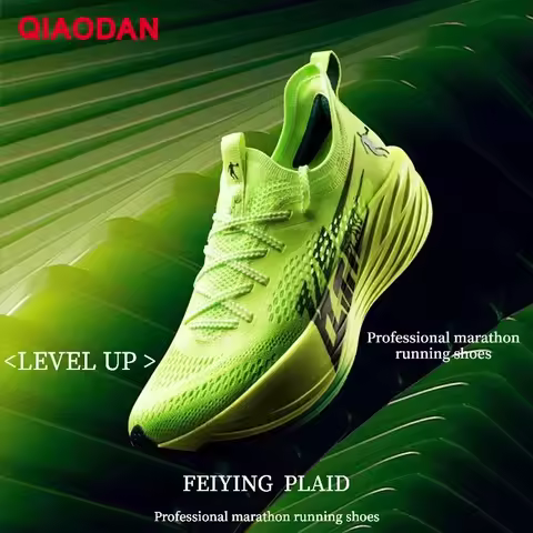 QIAODAN Feiying Plaid Men 2025 Running Sneakers Lightweight Carbon Plate Shock Absorption Sportwear Training Shoes BM23230290T