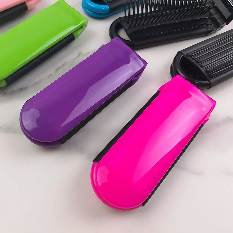 Portable Travel Folding Hair Brush With Mirror Compact Pocket Size Comb ABS Heat-Resistant Folding Comb Portable Dual-Use