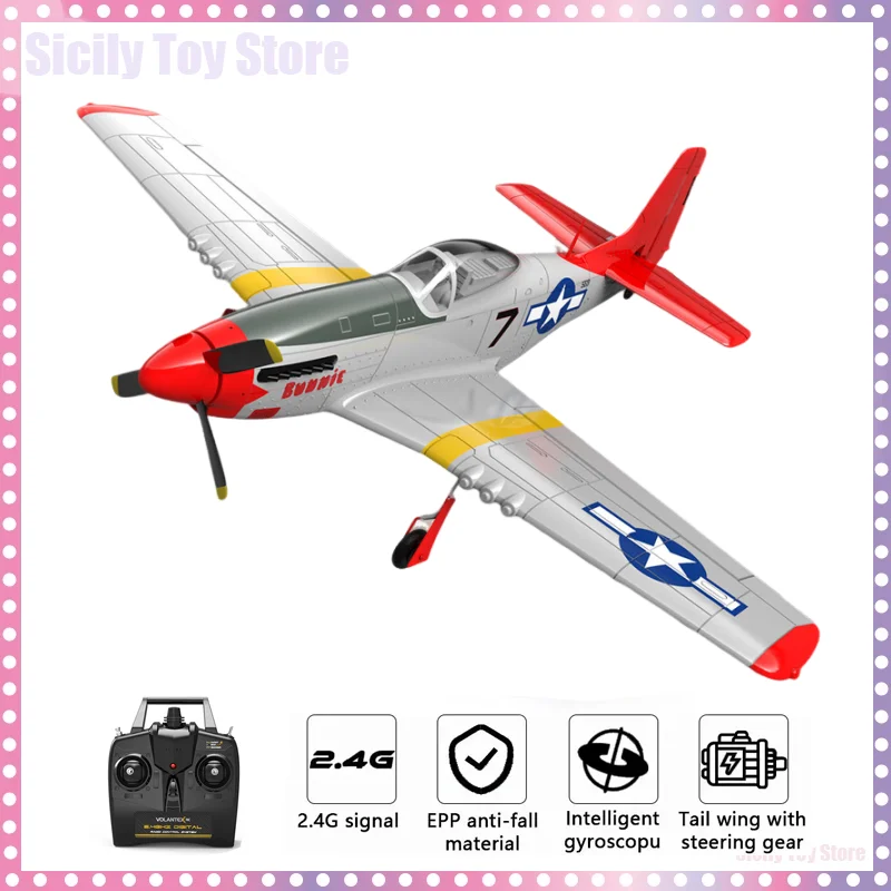 VOLANTEX RC Airplane P51D Mustang 750mm Wingspan Epo 2.4Ghz 4ch Brushless Rc Foam Airplane 6-axis Stabilizer System Rc Plane Toy