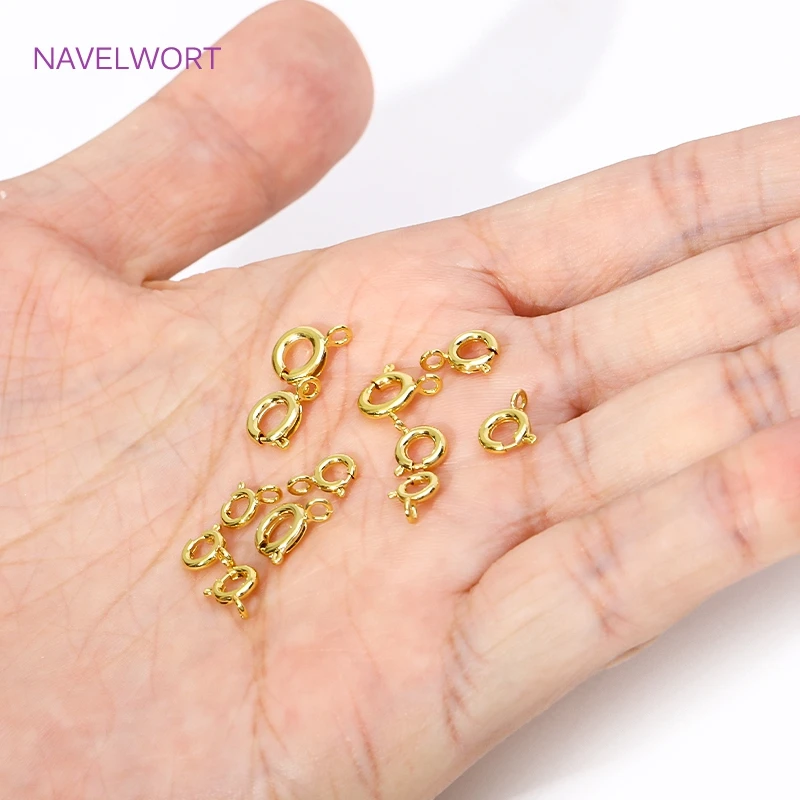 14K/18K Gold Plated Brass Spring Clasps,5/5.5/6/7mm Round Spring Clasps Connector,Clasps For Bracelets ,DIY Jewelry Accessories - Image 6