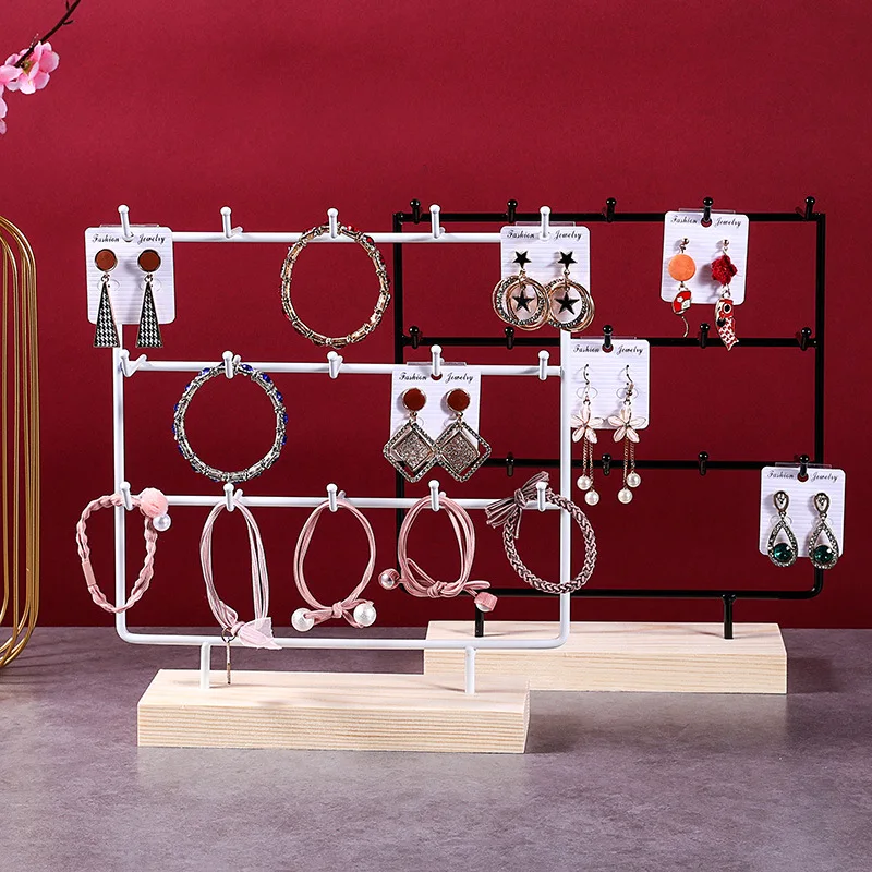 1pc Mode einfache Metall Schmuck Display Rack mit 15 Haken Kleiderbügel, Haushalt Ohrringe Armbänder
