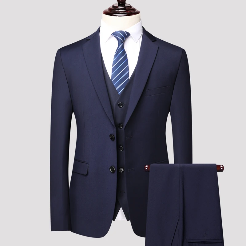 

2025 Autumn New Men's Business Professional Formal Wear, Fashionable, Casual, High-end, Simple and Light Luxury Suit 3-piece Set