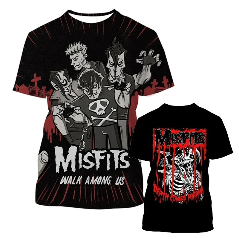 Horror Punk The Misfits Band 3D Print T-Shirt da uomo Fashion Hip Hop Trend Harajuku Street T Shirt Top Unisex abbigliamento oversize