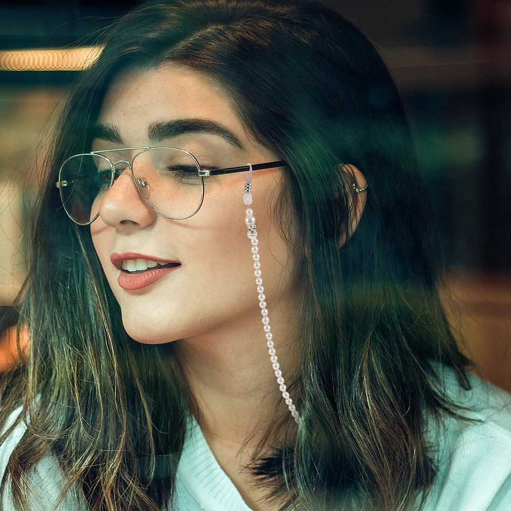 

2pcs Eyeglass Chain Beaded Glasses Holder Neck Lanyard For Women Pearl Sunglasses Strap Reading Glass Cord Lightweight Travel